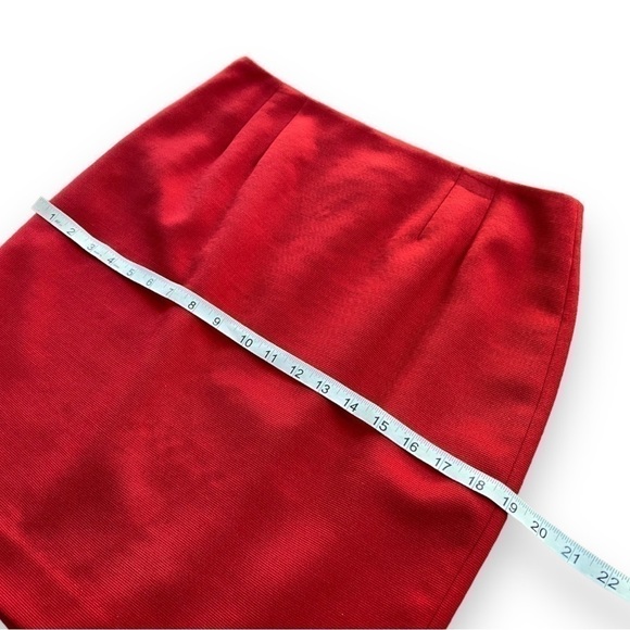 Linda Allard Ellen Tracy Red Wool Pencil Skirt Size 8 - Picture 6 of 8